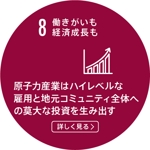 8.働きがいも経済成長も/原子力産業は高給で高度に
熟練した雇用と地域社会を支える投資を提供する