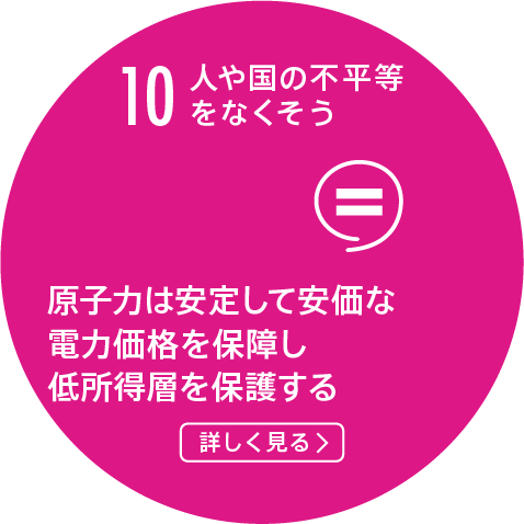 10.人や国の不平等をなくそう/原子力は不安定な電力価格の影響を過度に受ける低所得世帯を保護する